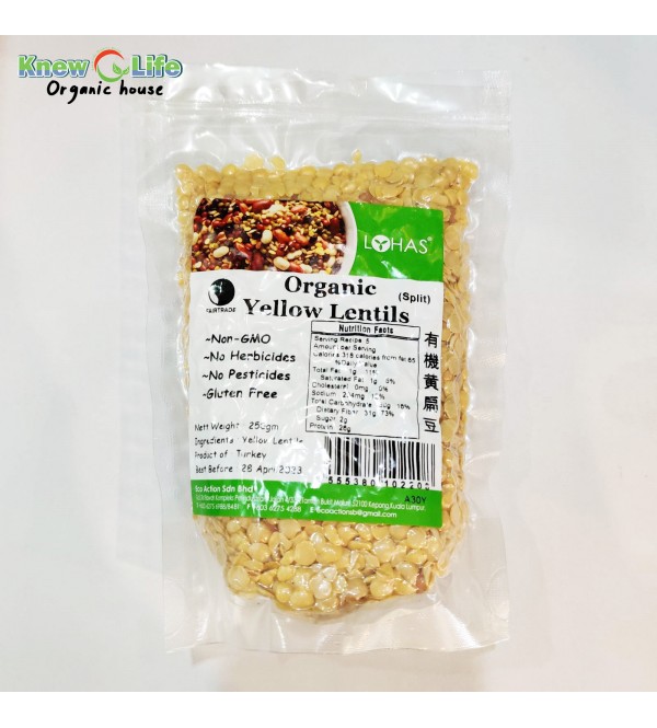Lohas Organic Yellow Lentils (Split) 250g