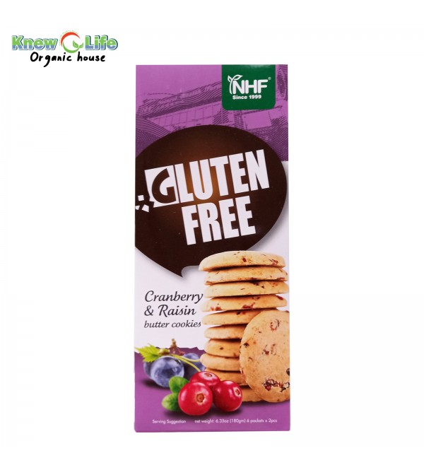 NHF Gluten Free Cranberry & Raisin Butter Cookies 6packs x 2pcs