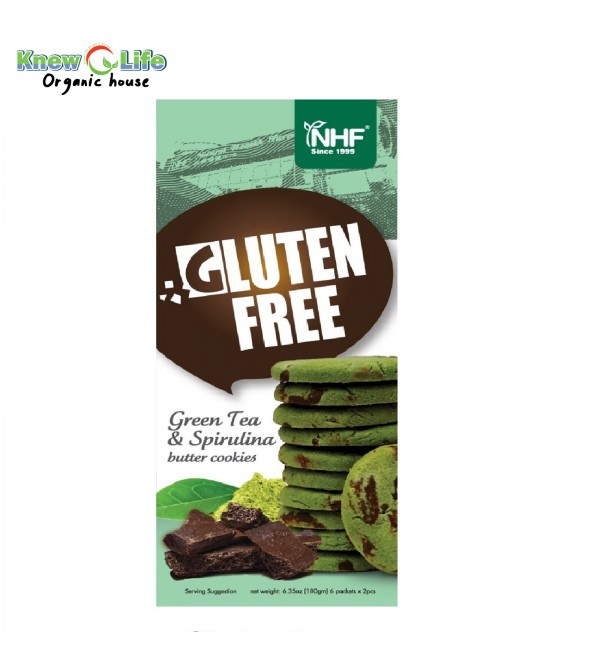 NHF Gluten Free Green Tea & Spirulina Butter Cookies 6packs x 2pcs