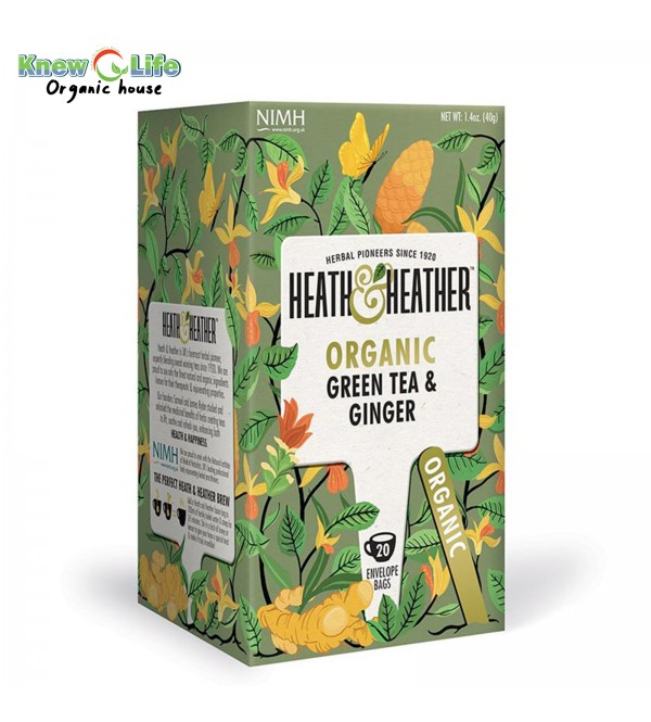 Health & Heather Organic Green Tea & Ginger 40g
