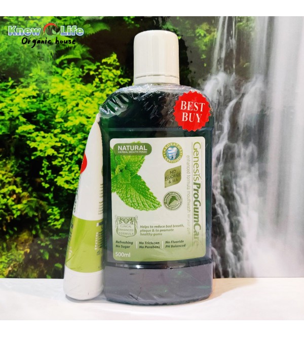 Genesis ProGumCare Natural Mouth Rinse 500ml Value Pack (Free 120g Toothpaste)
