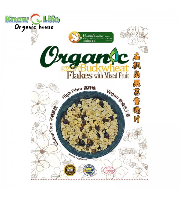Health Paradise Organic Crispy Buckwheat Flakes with Mixed Fruits 300g