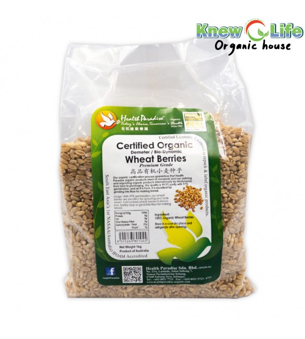 Health Paradise Certified Organic Wheat Berries 1kg