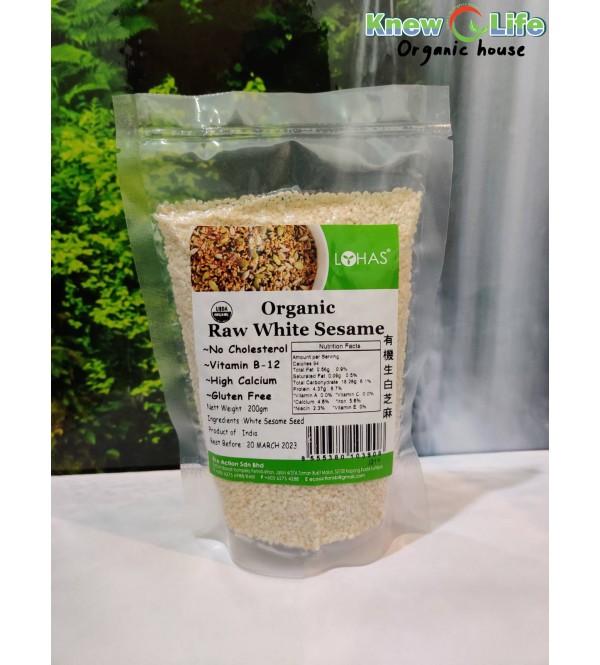 Lohas Organic Raw White Sesame 200g