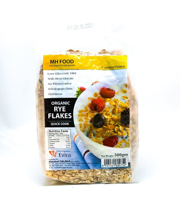 MH Food Organic Rye Flakes Quick Cook 500g