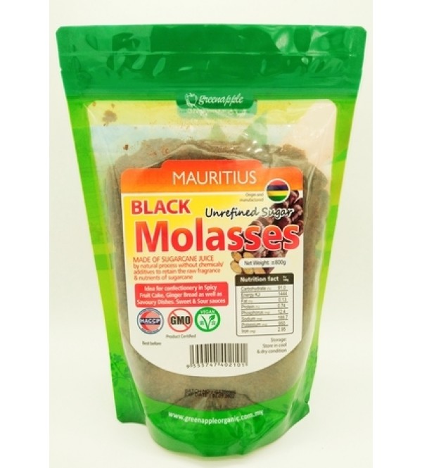 Greenapple Mauritius Black Molasses Unrefined Sugar 800g